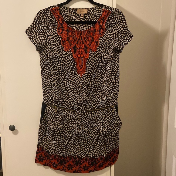 Silk Anthropologie Kachel drop waist dress with small side pockets